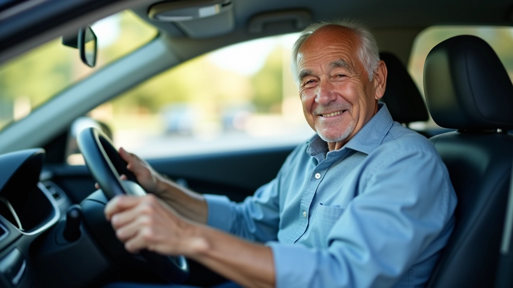 Senioras bando automobilio sėdynės aukštį ir poziciją, sėdimas viduje automobilio